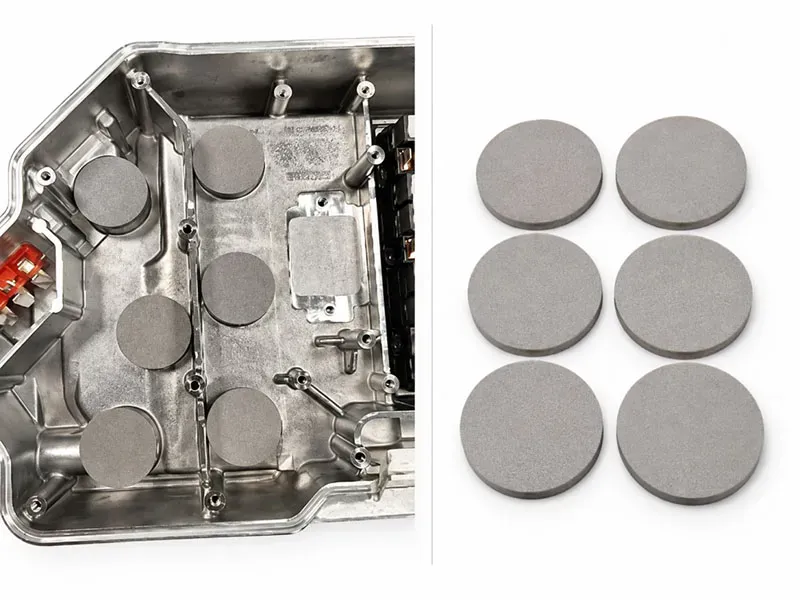 BMS enclosure and circular thermal pad forms